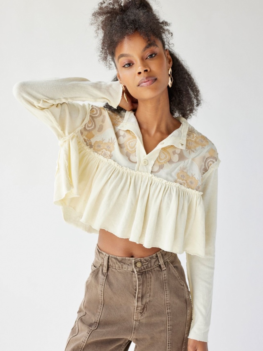 UO Melani Floral Embroidered Top New With Tags